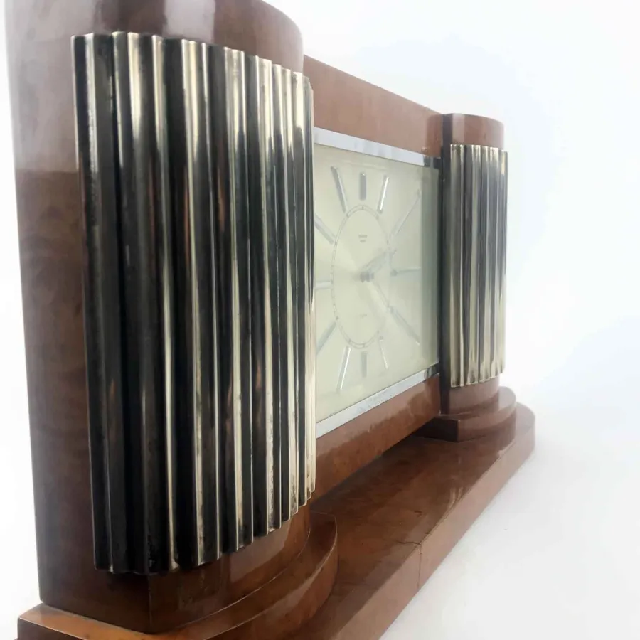 obrazek 3 Art Dèco Mautre Efes Zegar stołowy z kopertą z wrzośca i metalową tarczą