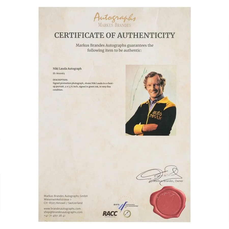 obrazek 3 Kolaż dla miłośnika motoryzacji i F1 - Niki Lauda/certyfikowany autograf