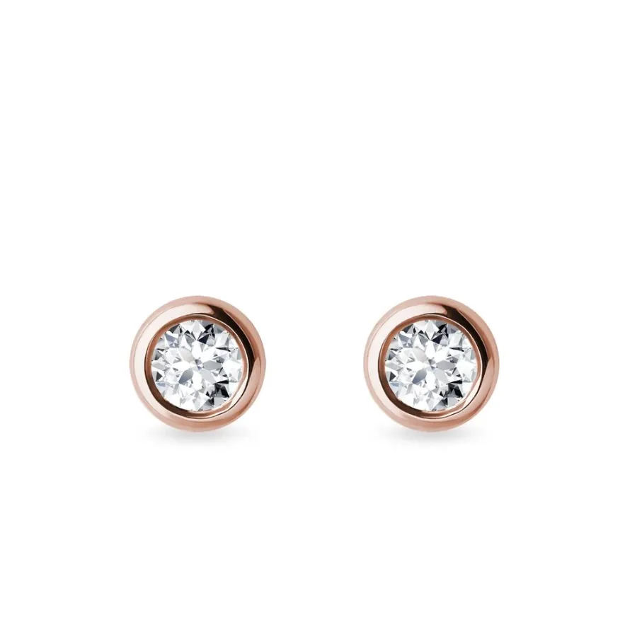obrazek 1 Kamienie bezel z różowego złota z diamentami 3,5 mm KLENOTA