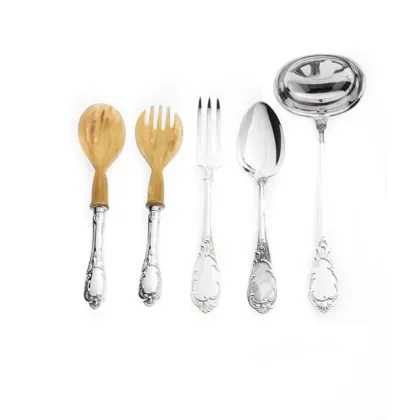 Zdjęcie Elegancki włoski 5-elementowy zestaw srebrnych sztućców - Pampaloni