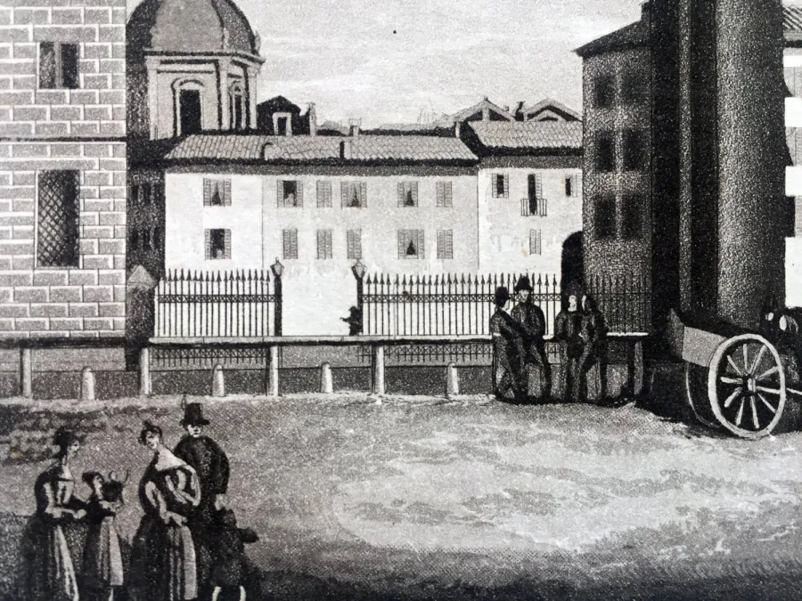 obrazek 4 Arco di Porta Ticinese w Mediolanie, akwaforta Naymiller i akwarela Landini, 1840r.