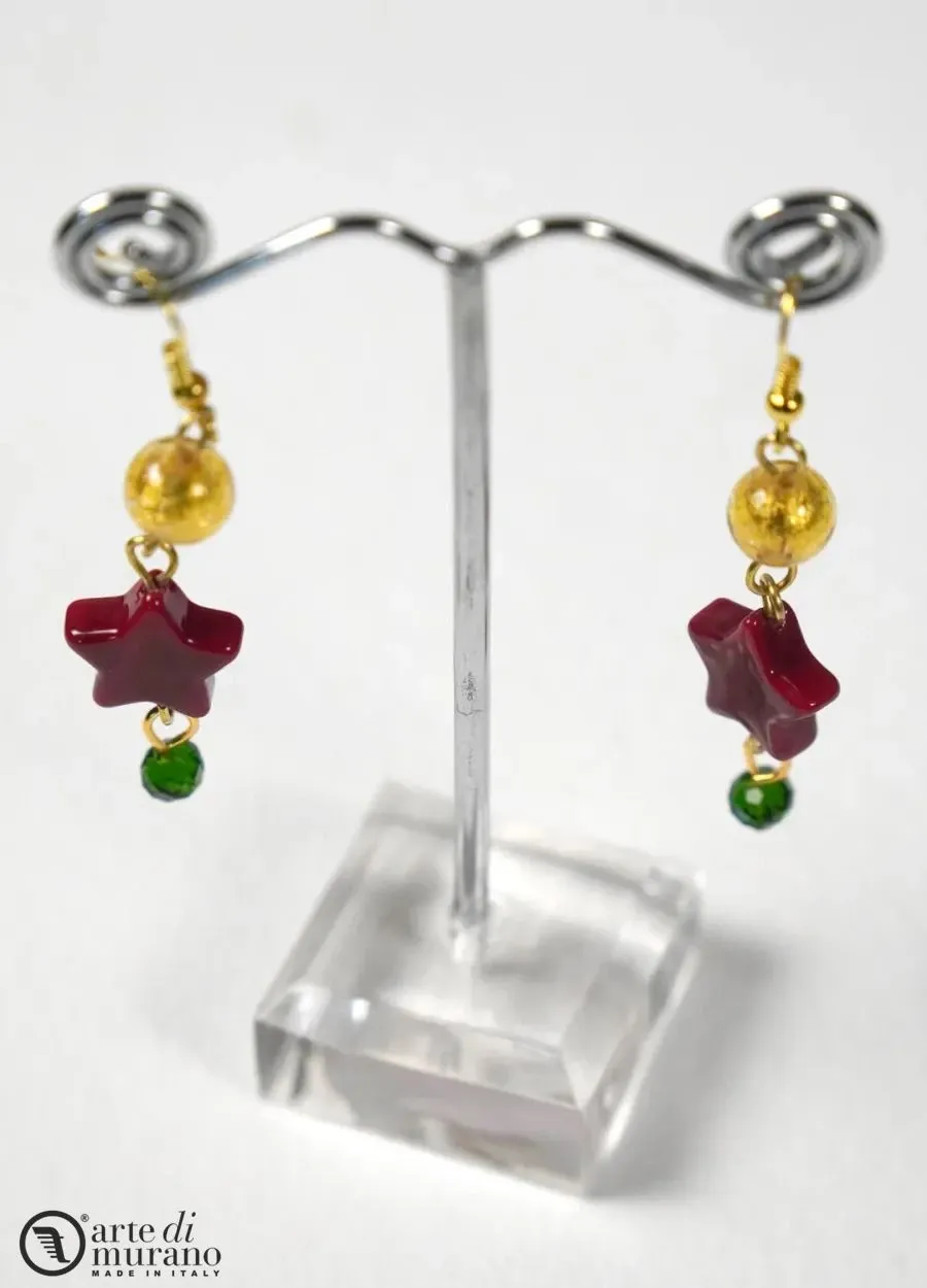 obrazek 1 Urokliwe świąteczne kolczyki w kształcie gwiazdki ze szkła Murano