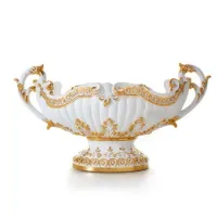 Picture Italian baroque vase with two handles and a base made of ceramics - Ceramiche ML