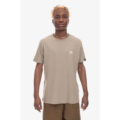 Zdjęcie Alpha Industries t-shirt bawełniany Alpha Industries Basic T Small Logo 188505 679 kolor beżowy gładki 188505.679-BEZOWY