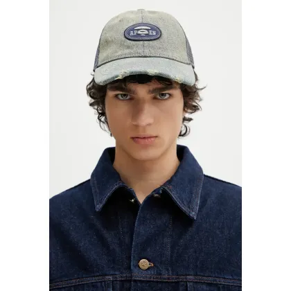 Zdjęcie AAPE czapka z daszkiem Main męska kolor niebieski gładka AAPCPM5315XAO