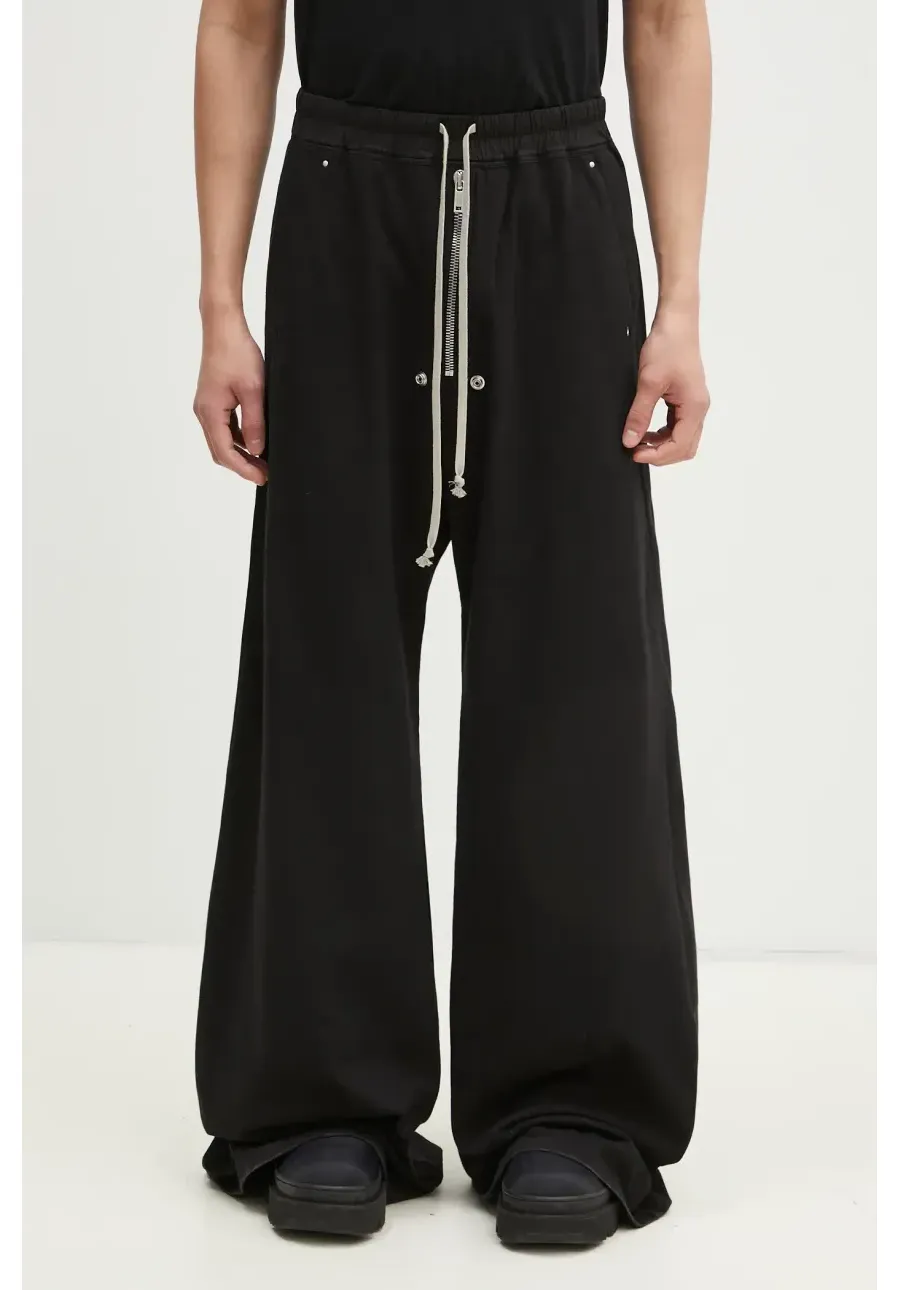 obrazek 1 Rick Owens spodnie dresowe bawełniane Geth Belas kolor czarny gładkie DU01E3378.RIG