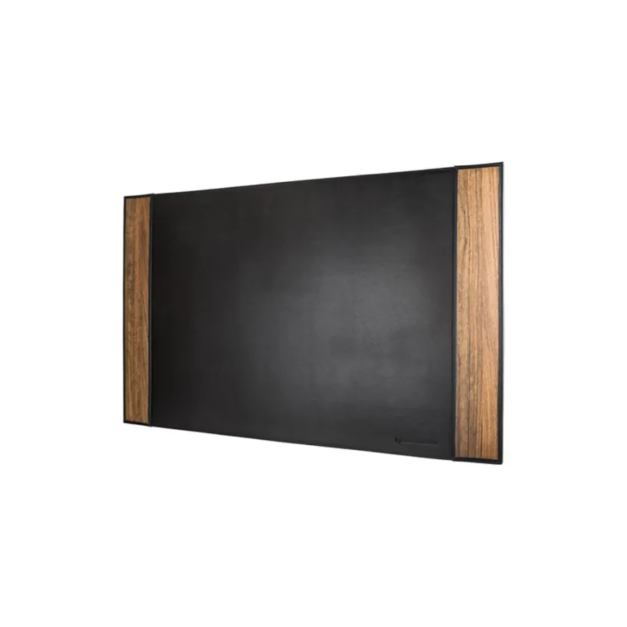 obrazek 1 Elegancka podkładka na biurko 32,5” z czarnej skóry bydlęcej i naturalnego drewna Amazaque