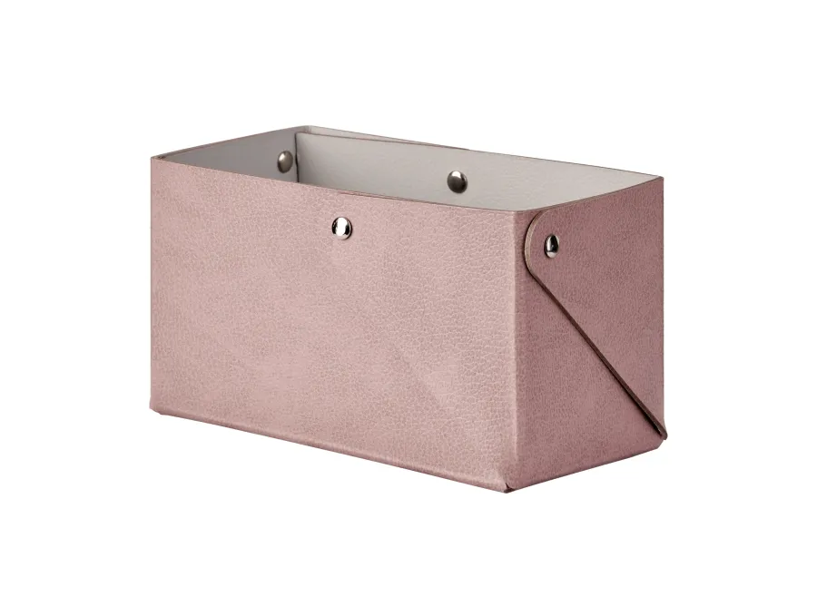 obrazek 1 Stylowy skórzany pojemnik Miu 7x14xH8 cm w kolorze przydymionego różu