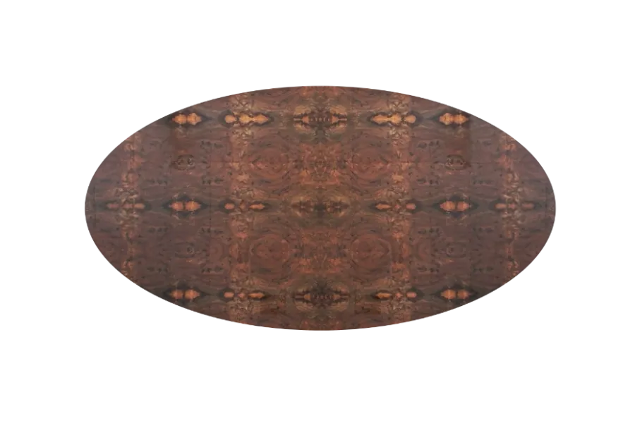 picture 4 A table with a brass-colored base and a walnut root top - Karpa