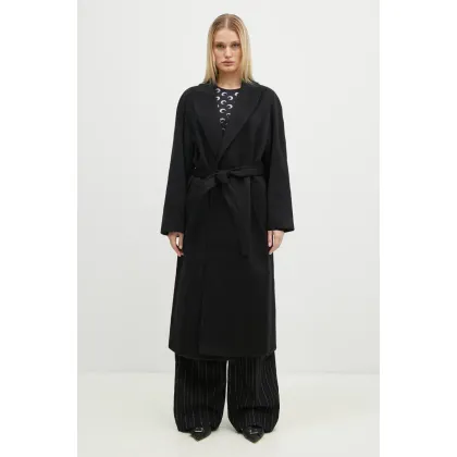 Zdjęcie A.P.C. płaszcz wełniany Manteau Floriane kolor czarny przejściowy WOAQZ-F01544
