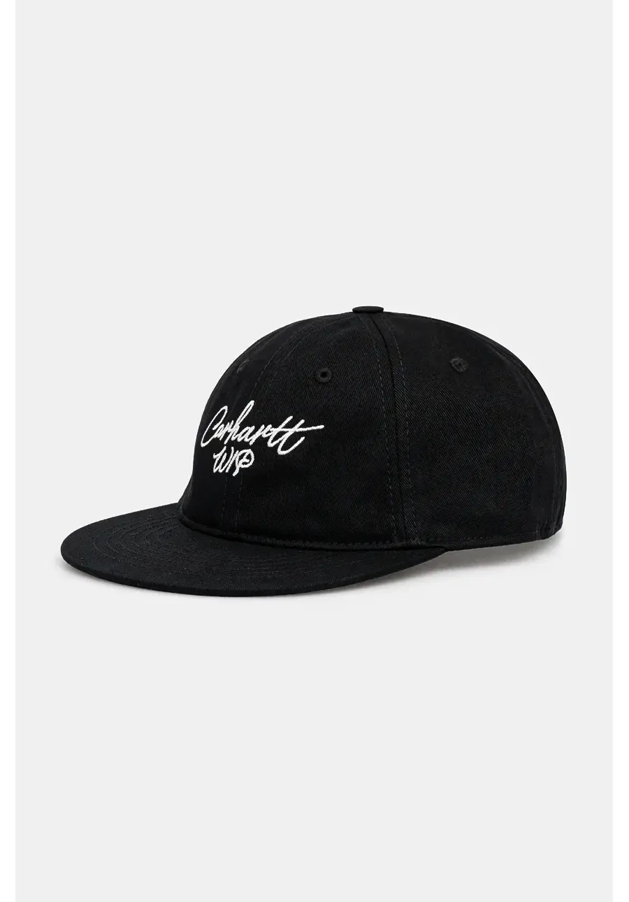 obrazek 1 Carhartt WIP czapka z daszkiem bawełniana Signature Cap kolor czarny z aplikacją I034036.K02XX