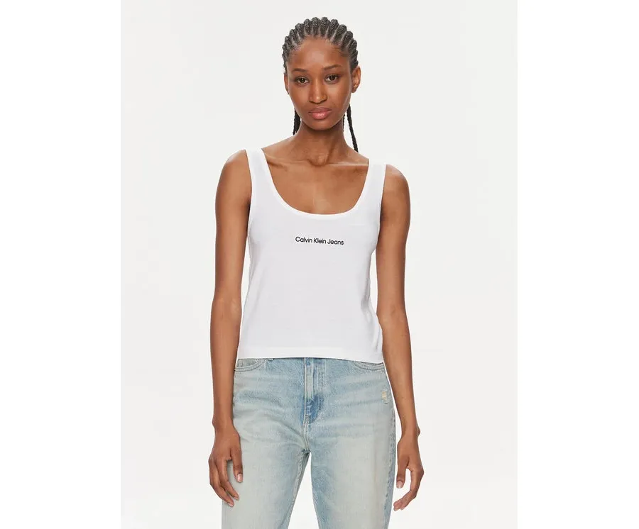 obrazek 1 Calvin Klein Jeans Top Institutional J20J221064 Biały Slim Fit