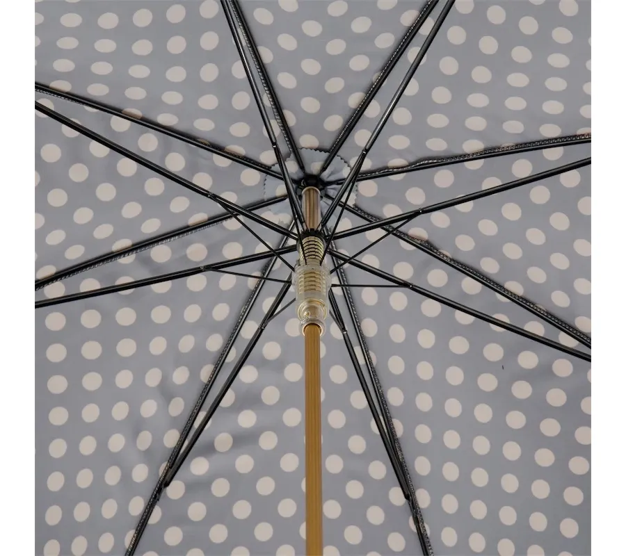 obrazek 6 Stylowy czarny parasol damski w białe kropki – Pasotti
