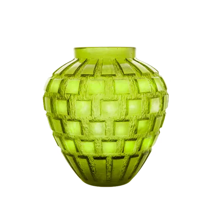 Zdjęcie Oryginalny oliwkowo-zielony wazon Rytmy – marka Daum