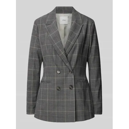 Zdjęcie Żakiet o kroju slim fit ze wzorem w kratę i dwurzędową listwą guzikową