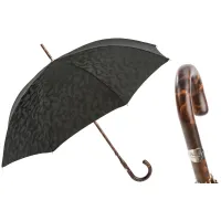 Picture Stylish black men's umbrella with a camouflage pattern and an original handle - Pasotti