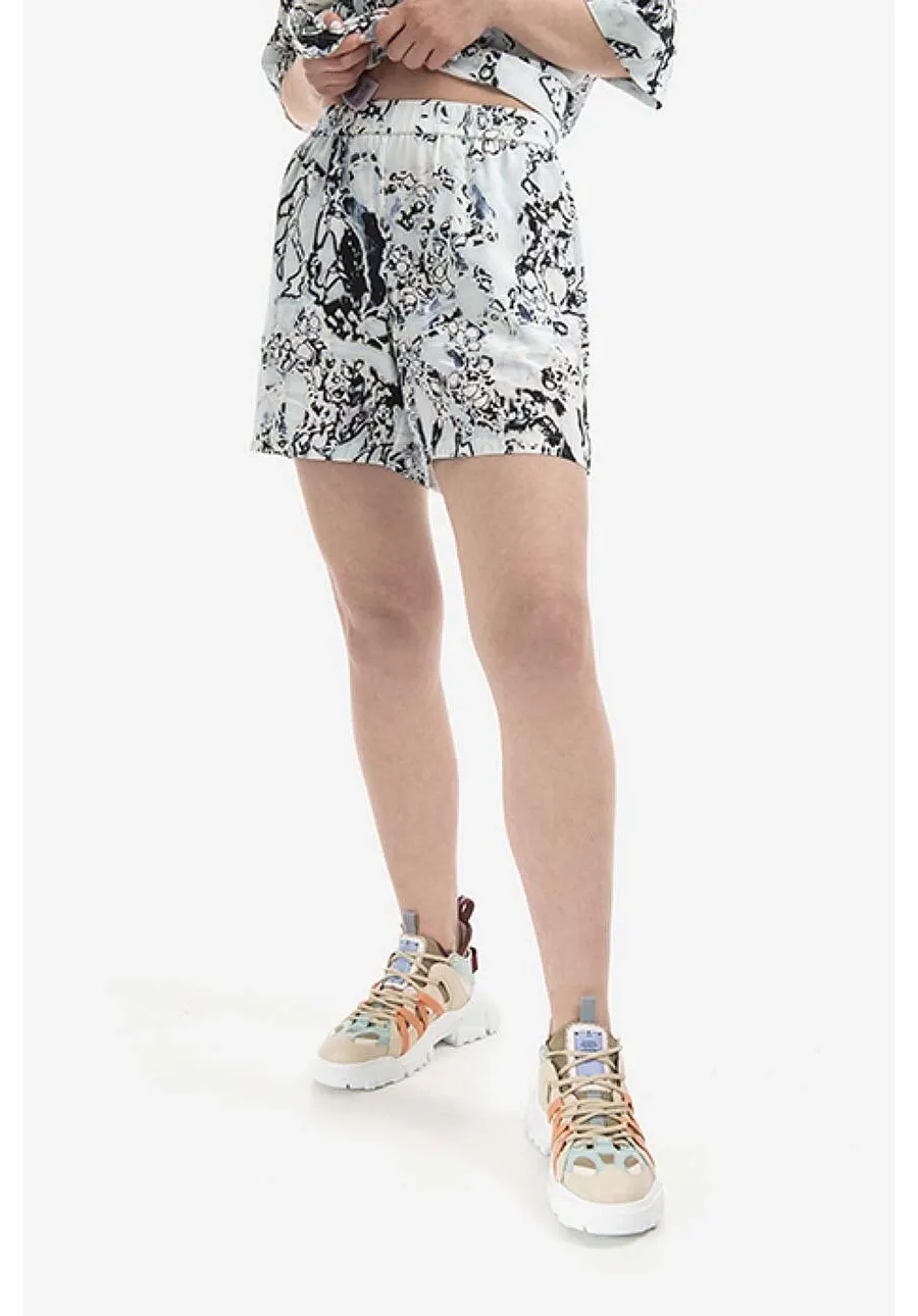 obrazek 1 MCQ szorty jedwabne Allover kolor niebieski wzorzyste high waist 668284RSB064138-BLUE