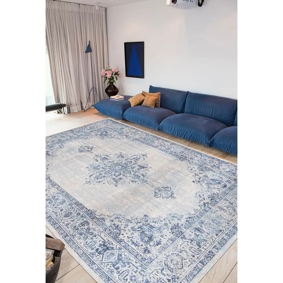 obrazek 4 Stylowy niebieski dywan klasyczny - BLUE BORDER 8670