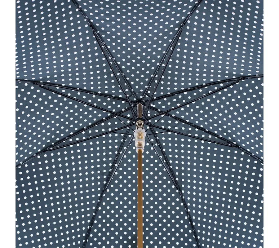 obrazek 5 Piękny czarny parasol damski w białe kropki – Pasotti