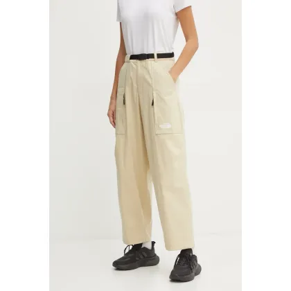 Zdjęcie The North Face spodnie TNF x Yinka Ilori damskie kolor beżowy proste high waist NF0A89GH3X41