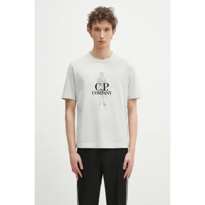 Zdjęcie C.P. Company t-shirt bawełniany męski kolor szary z aplikacją 18CMTS288A006057O
