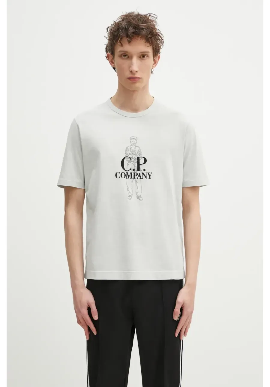 obrazek 1 C.P. Company t-shirt bawełniany męski kolor szary z aplikacją 18CMTS288A006057O