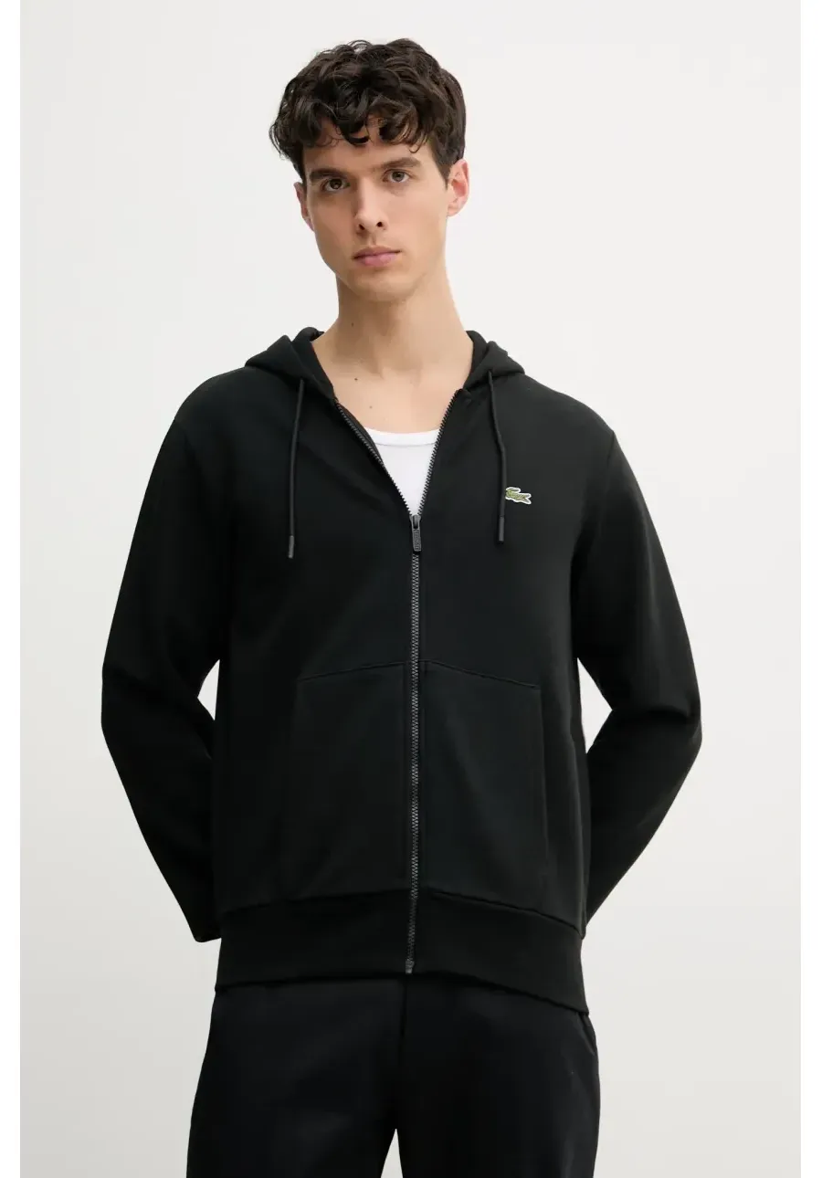 obrazek 1 Lacoste bluza męska kolor czarny z kapturem gładka