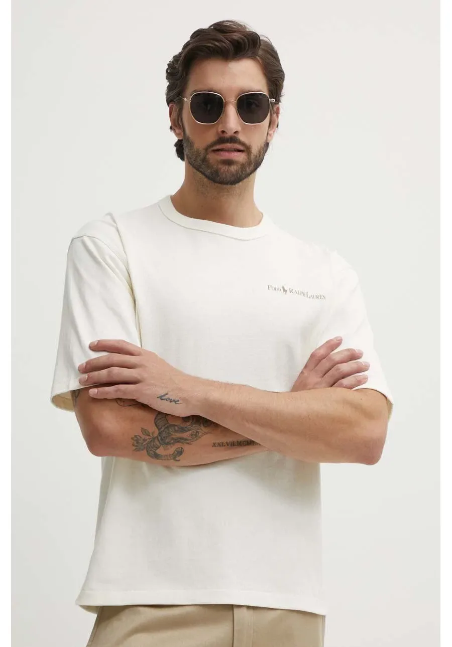 obrazek 1 Polo Ralph Lauren t-shirt bawełniany męski kolor beżowy z nadrukiem 710950133001