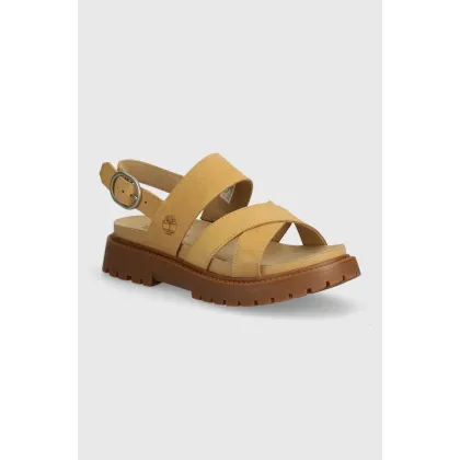 Zdjęcie Timberland sandały nubukowe Clairemont Way kolor beżowy na platformie TB0A61T4EN31