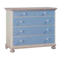 Zdjęcie Dziecięca komoda z 5 szufladami lakierowana z jasnoniebieskim wykończeniem - Zanini