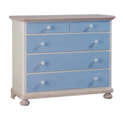 Zdjęcie Dziecięca komoda z 5 szufladami lakierowana z jasnoniebieskim wykończeniem - Zanini
