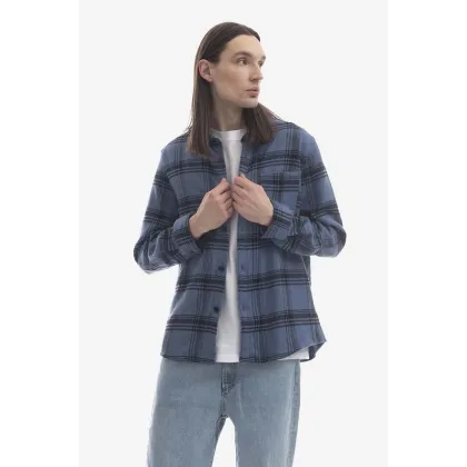 Zdjęcie A.P.C. koszula z domieszką wełny kolor niebieski regular z kołnierzykiem klasycznym WOAOQ.H02396-BRICKRED