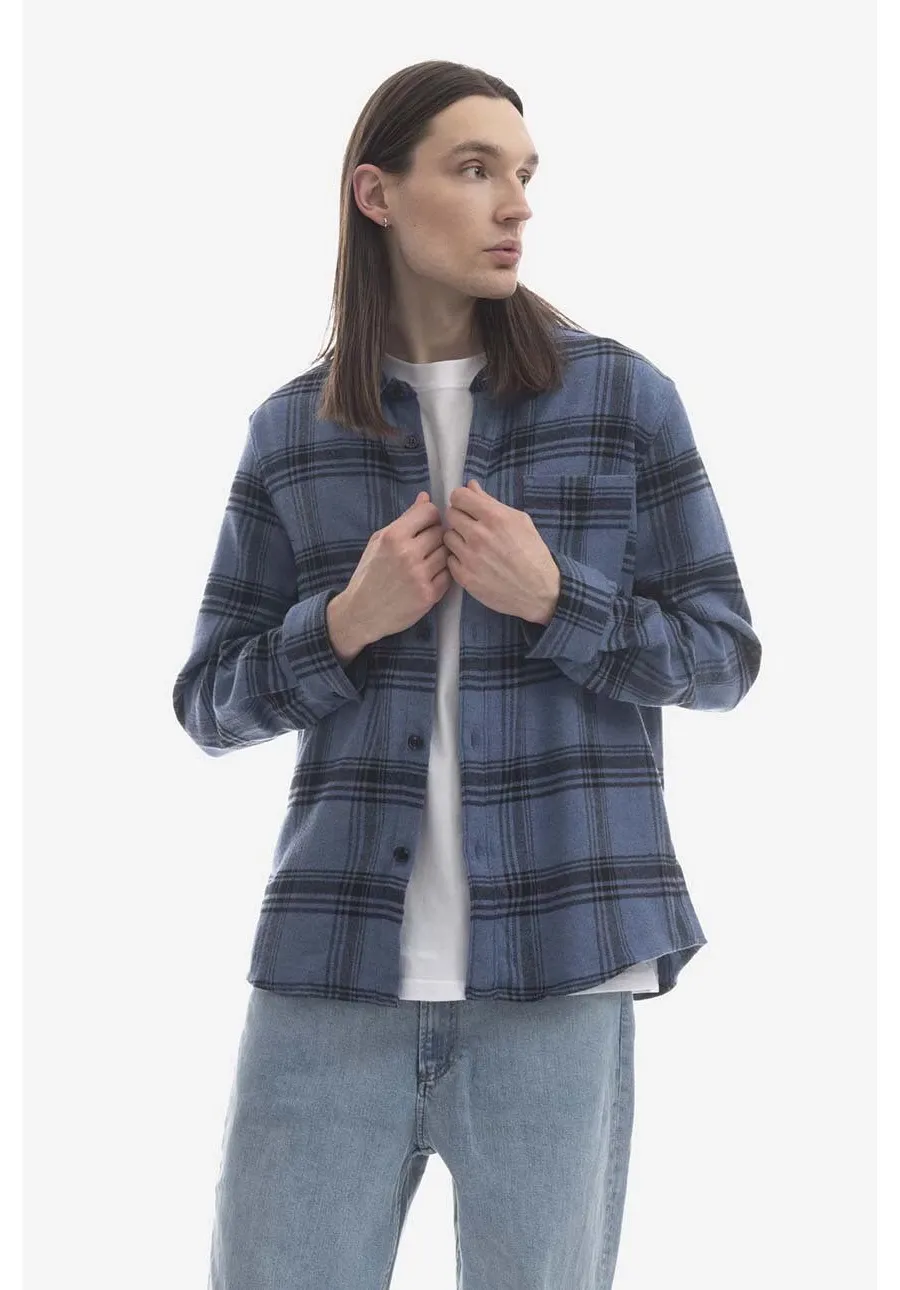 obrazek 1 A.P.C. koszula z domieszką wełny kolor niebieski regular z kołnierzykiem klasycznym WOAOQ.H02396-BRICKRED