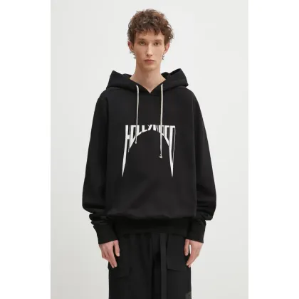 Zdjęcie Rick Owens bluza bawełniana Oversized męska kolor czarny z kapturem z nadrukiem DU01E3262.FEP2P