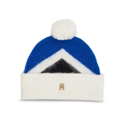 Zdjęcie Tommy Hilfiger Czapka Th Evening Pompom Beanie Argyle AW0AW15305 Niebieski
