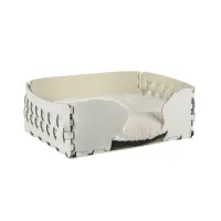 Zdjęcie Oryginalne białe skórzane legowisko dla psa 35x20xH15 cm