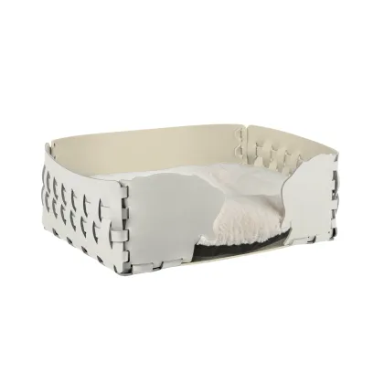 Zdjęcie Oryginalne białe skórzane legowisko dla psa 35x20xH15 cm