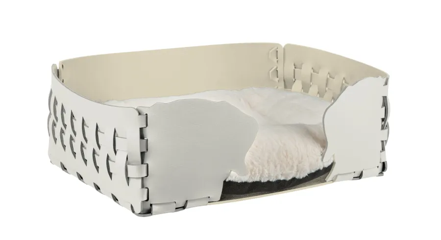 obrazek 1 Oryginalne białe skórzane legowisko dla psa 35x20xH15 cm