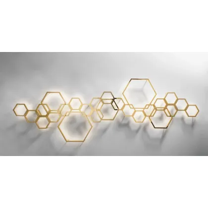 Zdjęcie Włoski kinkiet ścienny z kolekcji Hexagon z mosiądzu z paskiem LED - Il Paralume Marina