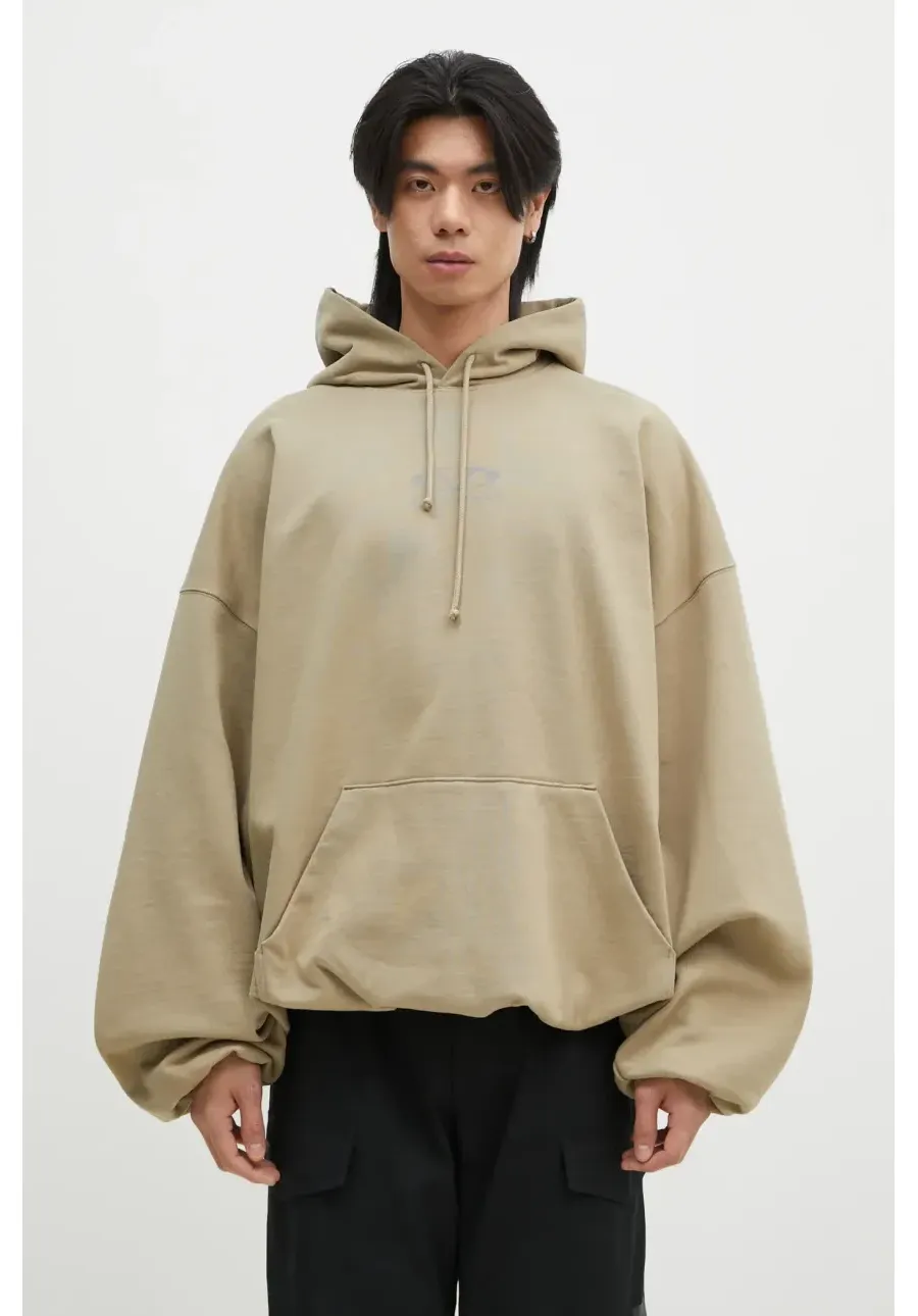 obrazek 1 VETEMENTS bluza Oval Logo Cropped Boxy kolor beżowy z kapturem z nadrukiem UA66HD600T