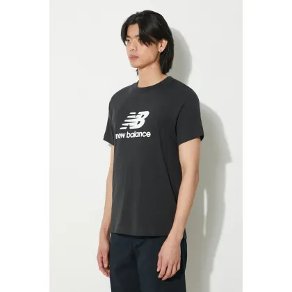 Zdjęcie New Balance t-shirt bawełniany Sport Essentials męski kolor czarny z nadrukiem MT41502BK