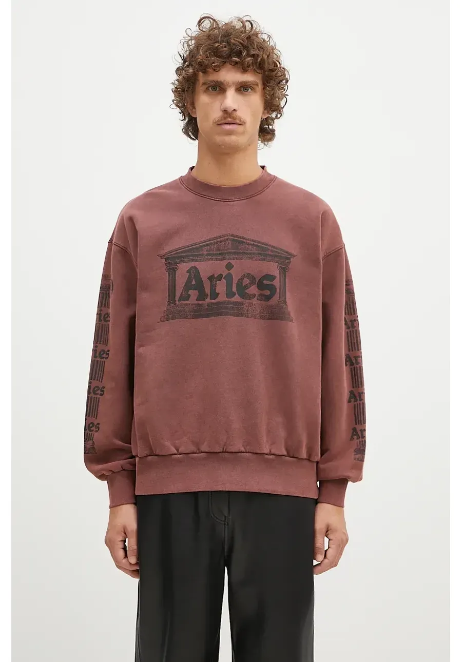obrazek 1 Aries bluza bawełniana Aged Ancient Column Sweat męska kolor bordowy z nadrukiem AR2003302