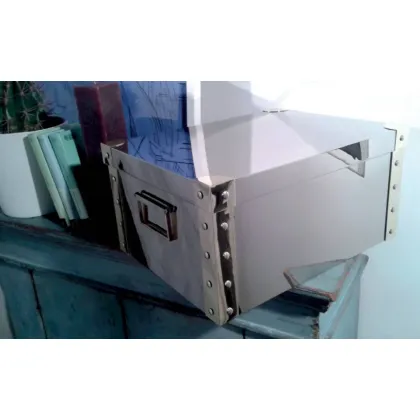 Picture Elegant nickel-plated box with crocodile leather covering