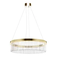 Picture Large stylish gold ring chandelier with LEDs and transparent glass trifaces - Il Paralume Marina