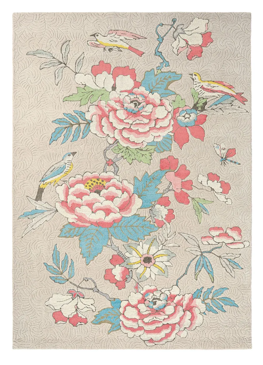 obrazek 1 Subtelny błękitno różowy dywan w kwiaty - PAEONIA BLUSH 37902