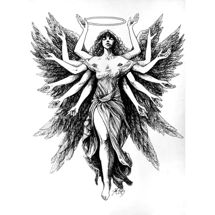 Picture The moment when I wrap my wings around you * pen drawing