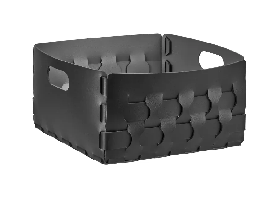 picture 1 Black Dubai basket 35x35xH20 cm with woven leather elements