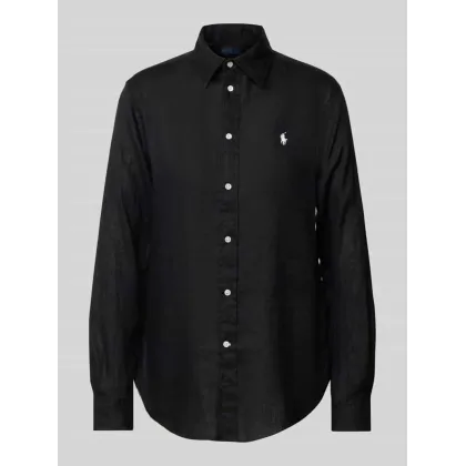 Zdjęcie Bluzka koszulowa o luźnym kroju z czystego lnu z listwą guzikową