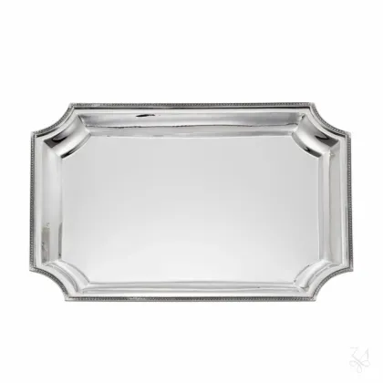Zdjęcie Nowoczesna prostokątna srebrna taca z delikatnym zdobieniem - Zaramella Argenti