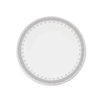 Zdjęcie Luksusowy płaski porcelanowy talerz zdobiony szarym ornamentem - Leander